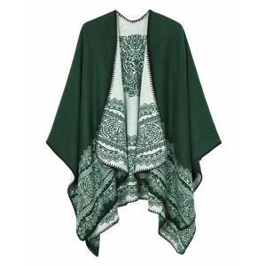 Women's Vintage Pattern Open Front Poncho Cape Shawl Winter Shawl Wraps🥺